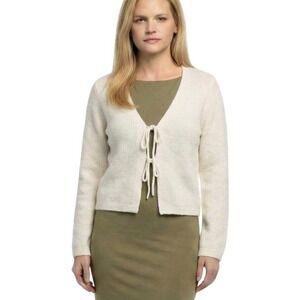 Abercrombie & Fitch Sweater Cardigan Womens Small White Tie‎ Front V Neck Knit